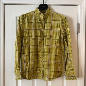 LOFT Women's Yellow Plaid Button Down Shirt